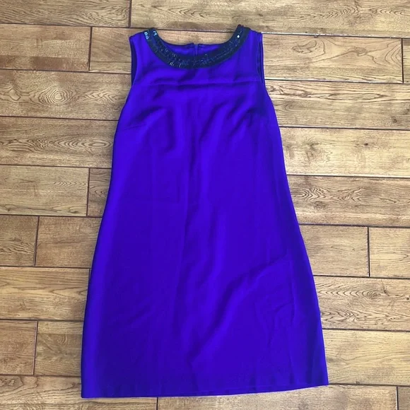 Ann Taylor Blue & black sleeveless sheath dress 10 - Picture 3 of 9